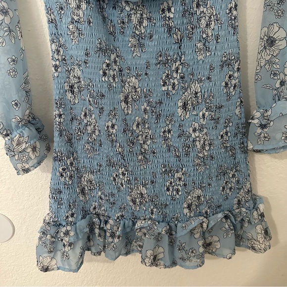 Vine and Valley Baby Blue Floral Dress Size Large - Picture 3 of 9